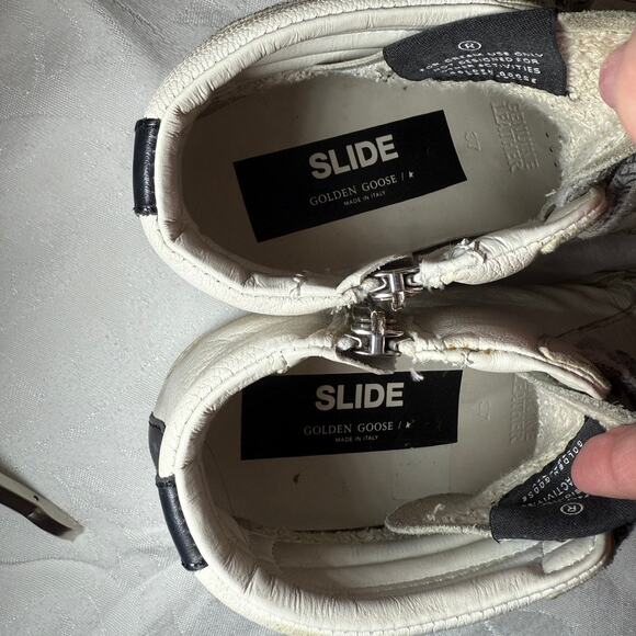 Golden Goose Slide Sneakers Women’s White Leather Leopard Star Green Stripe 37' - Picture 11 of 12